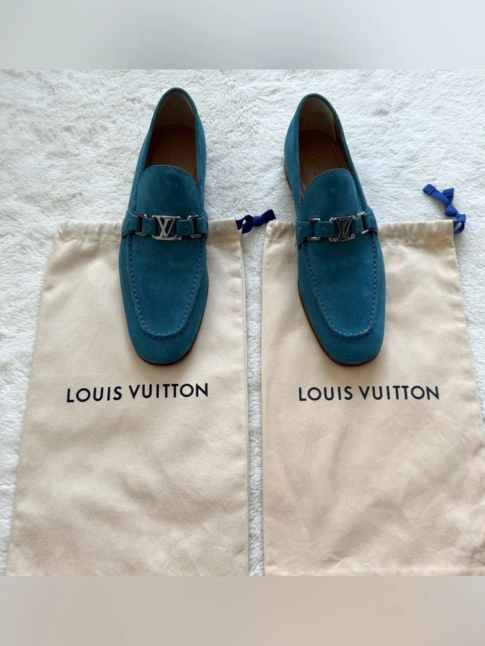 Louis Vuitton Lexington Logo LV Loafers Blue Suede 10 UK/ 11 US Authentic